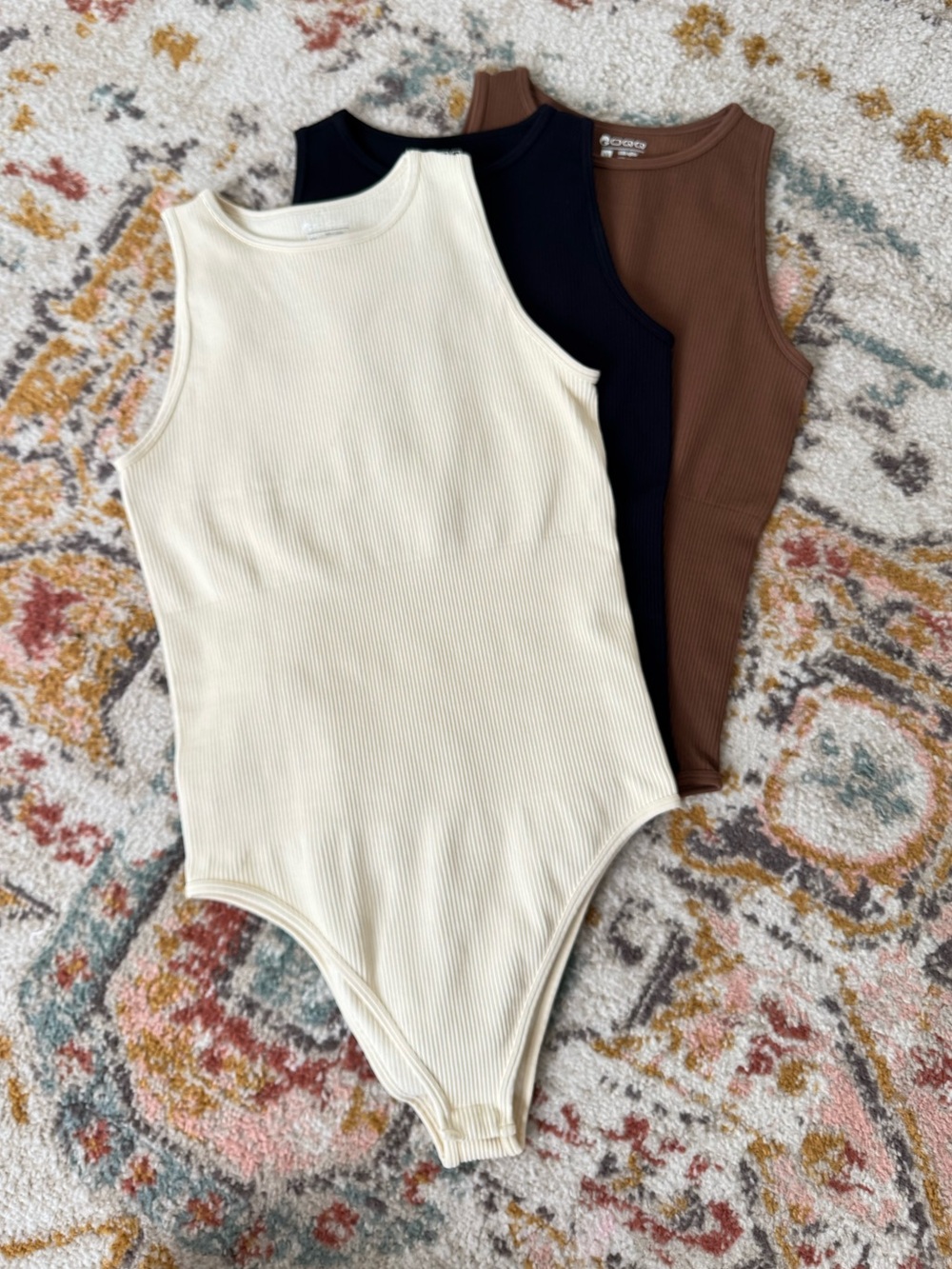 OQQ Women's Ribbed Tummy Control Bodysuits